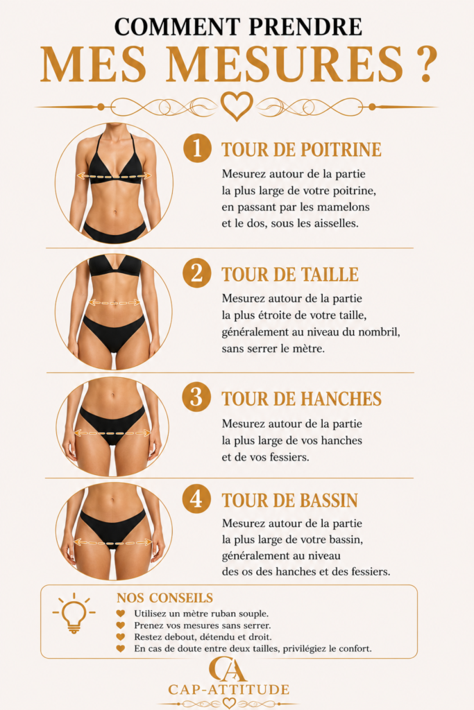 Comment prendre mes mesures pour les tailles femme cap-attitude ?