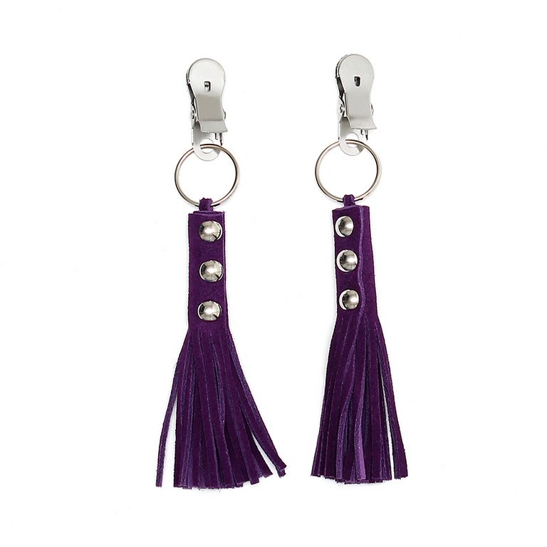 Pinces à tétons avec petits fouets en cuir