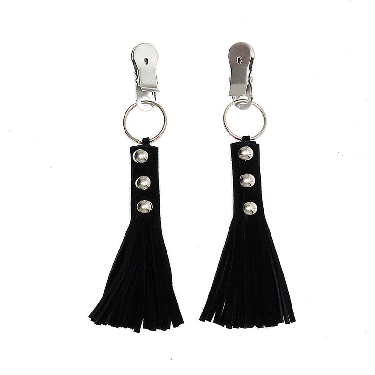 Pinces à tétons avec petits fouets en cuir