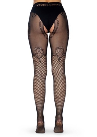 leg avenue 1067 Collant résille filet et micro fine ouvert à l'entrejambe et sur les hanches