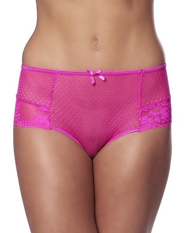 Boxer en voile transparent et dentelle florale aux fesses lacées