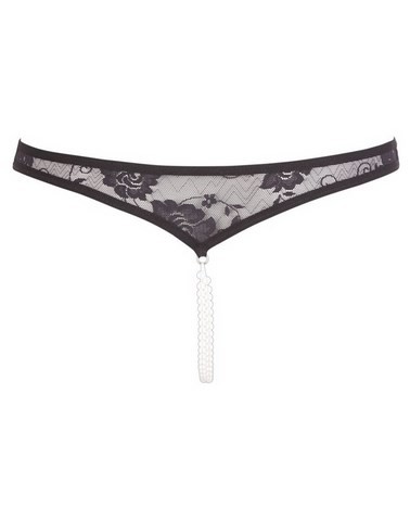 String en dentelle aux perles stimulantes ouvert à l'entrejambe