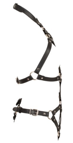 Body harnais noir Bad Kitty en simili cuir avec col halter et détails métalliques argentés