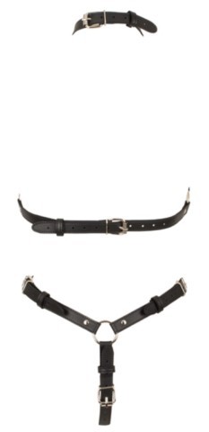Body harnais noir Bad Kitty en simili cuir avec col halter et détails métalliques argentés