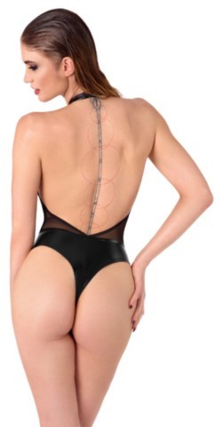 Body string en fine résille de Noir Handmade