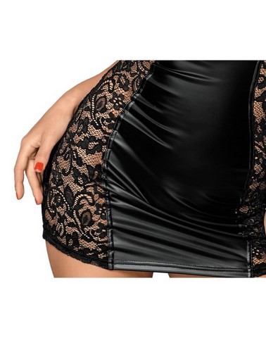 Robe wetlook aux côtés en dentelle florale transparente