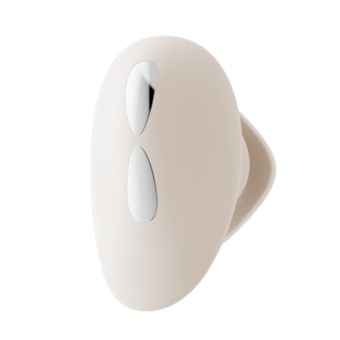 Vibromasseur portable connecté Deya de ZALO en coloris blanc ivoire avec double stimulation, accessoires interchangeables, télécommande Bluetooth et design ergonomique discret.