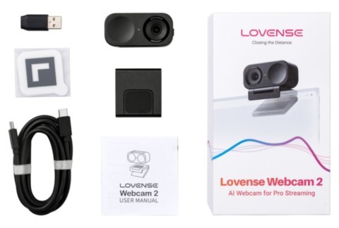 Webcam Lovense Webcam 2 Ultra HD 4K avec objectif grand angle, HDR, microphones intégrés et support magnétique pour streaming, visioconférence et création de contenu.