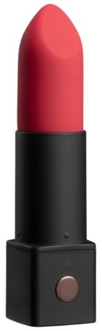 Mini vibromasseur connecté Exomoon de Lovense au design rouge à lèvres, rechargeable par USB, étanche IPX7 et contrôlable via Bluetooth avec l'application Lovense.