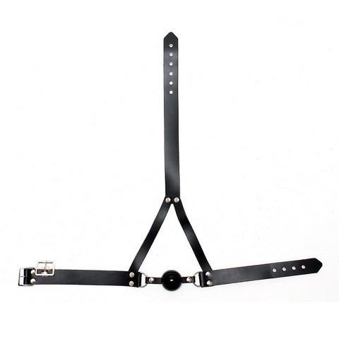 Bâillon cagoule aux triple lanières avec boule buccale en silicone