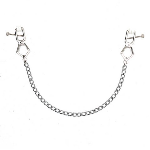 Chaînette de tétons noire avec pinces métalliques réglables