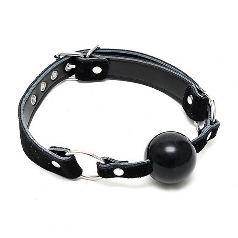Bâillon en cuir avec boule buccale en silicone