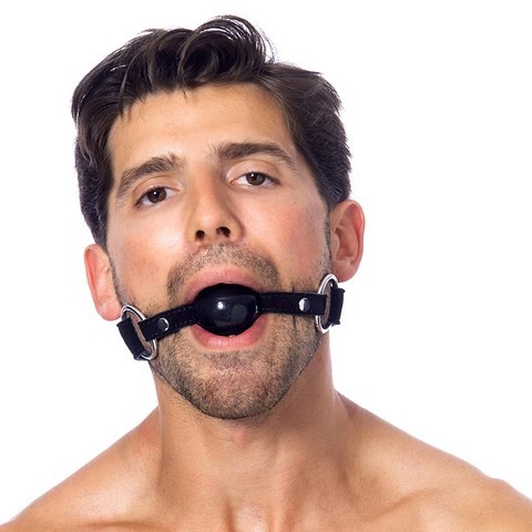 Bâillon cuir avec boule buccale en silicone