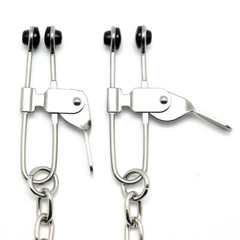 Chaînette de tétons avec pinces gâchettes métalliques réglables
