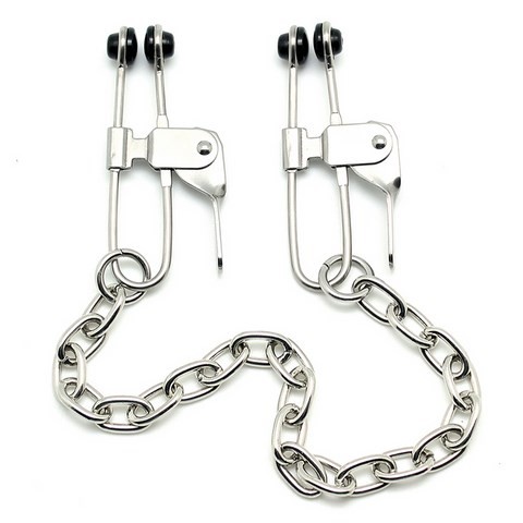 Chaînette de tétons avec pinces gâchettes métalliques réglables