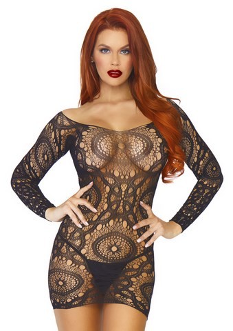 leg avenue 86794 Robe en dentelle crochetée aux manches longues