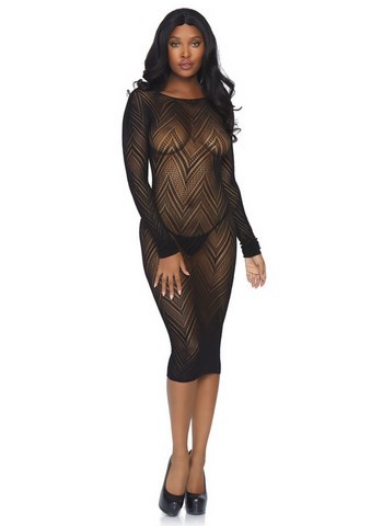 leg avenue 86800 Longue robe en résille chevrons aux manches longues