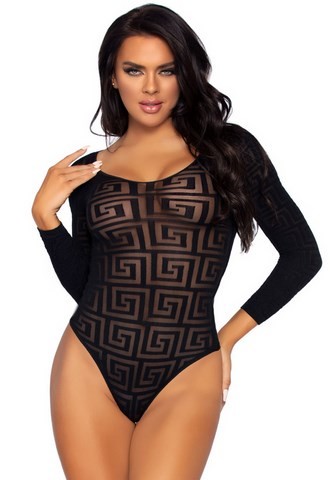 leg avenue 89282 Body string en voile aux motifs géométriques Inca aux manches longues