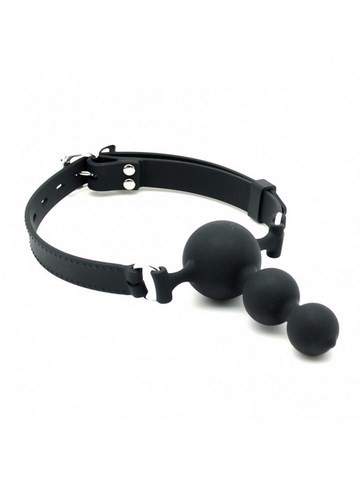 Bâillon en silicone avec boule buccal et un godemiché chapelet externe