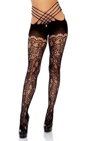 leg avenue 9915 collant résille imprimé floral ouvert