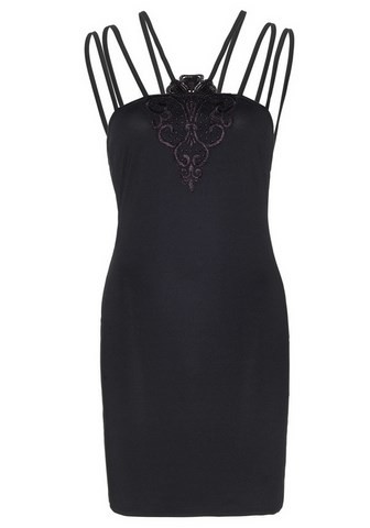 leg avenue 86638 Robe moulante aspect bustier aux multiples brides parcourant les épaules