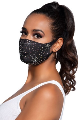 Masque facial en spandex avec strass de diverses tailles