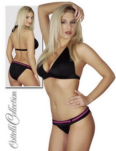 Bikini de bain noir rose