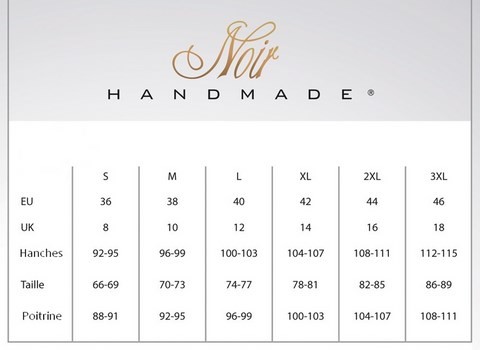 Tableau des tailles Noir Handmade chez Cap-attitude.com