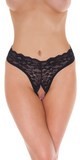 String en résille florale transparente ouvert à l'entrejambe