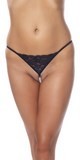 G-string en dentelle florale avec chapelet de perles passant par l'entrejambe