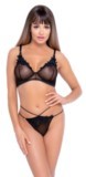 Ensemble lingerie Cottelli avec soutien-gorge brodé et string Rio noir.